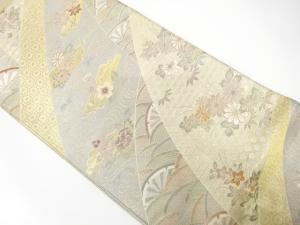 アンティーク　佐賀錦　花筏に籠目・青海波模様織り出し袋帯（材料）